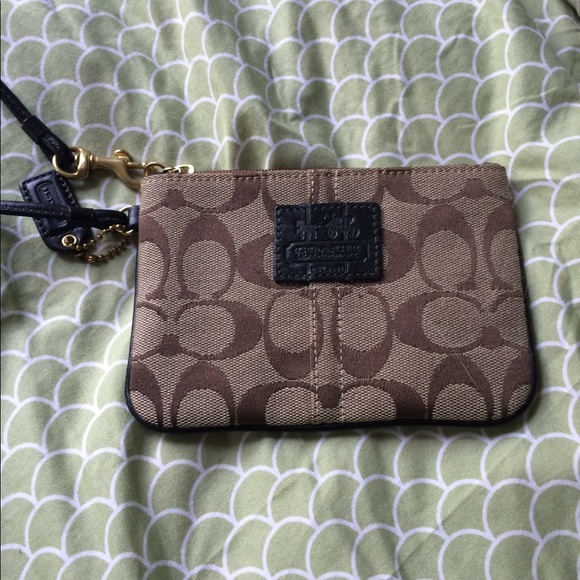 Brown COACH Zip Wristlet - Picture 1 of 4